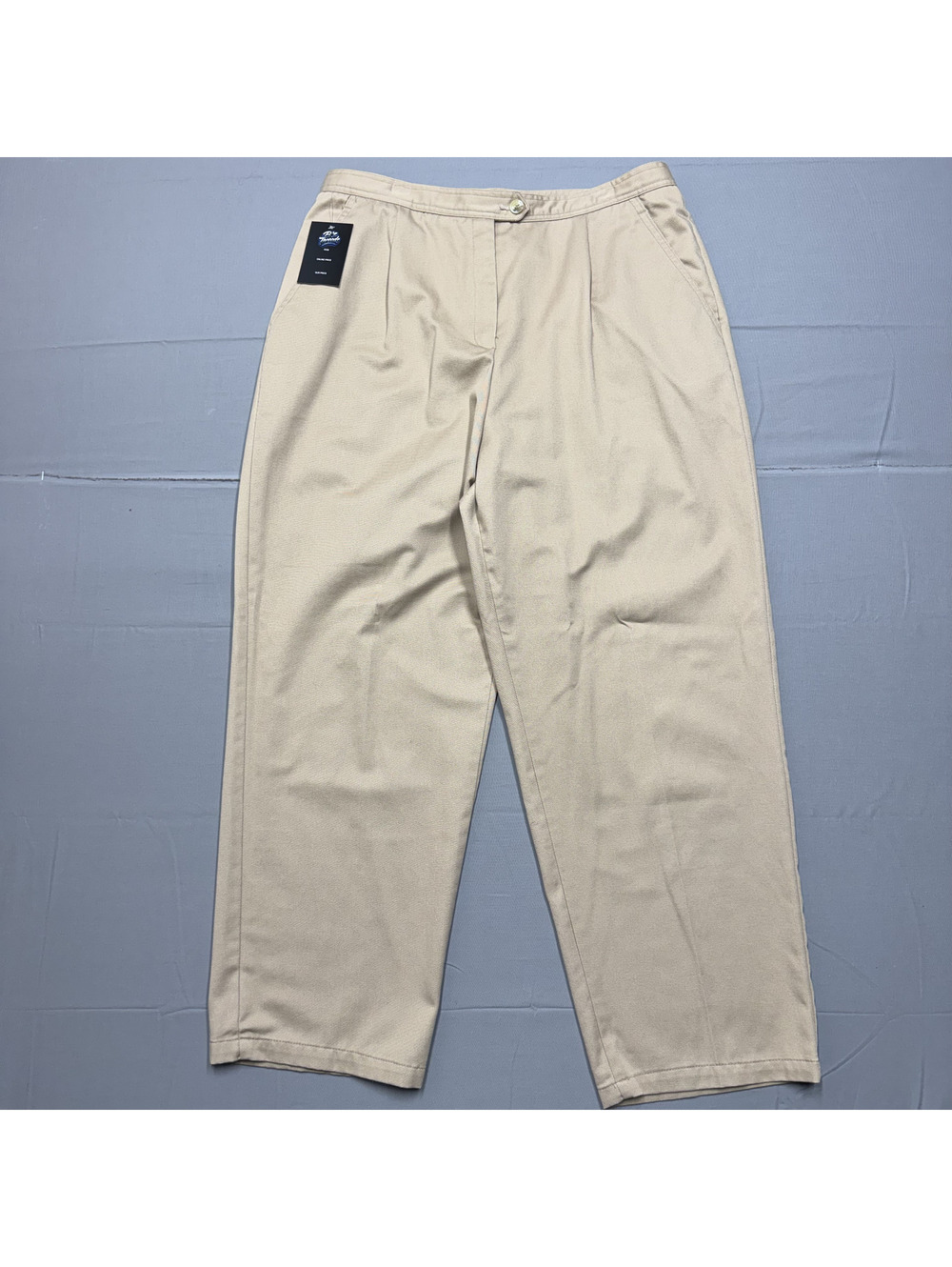 Koret Womens Vintage Pleated High Rise Cotton Blend Pants Size 18 Beige Khaki